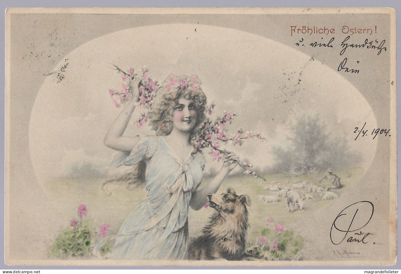 CPA CARTE POSTALE AUTRICHE FRÖLICHE OSTERN 1904  ILLUSTRATEUR WICHERA - Gruss Aus.../ Gruesse Aus...