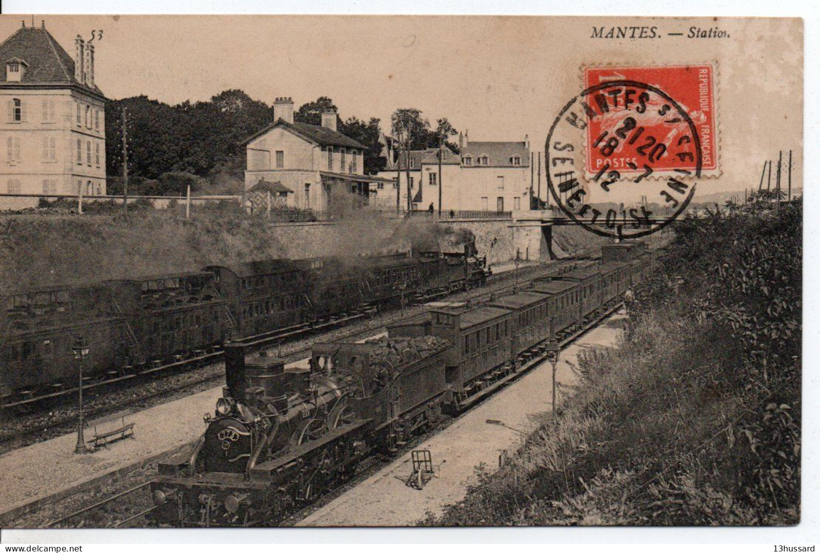 Carte Postale Ancienne Mantes - Station - Chemin De Fer - Mantes La Jolie
