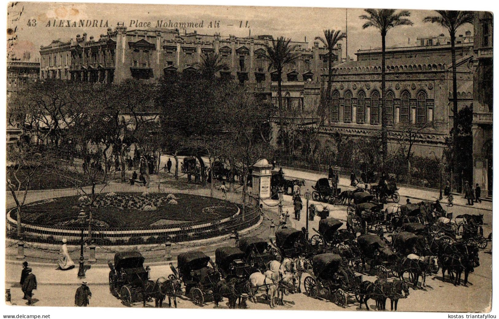 4.1.25 EGYPT, ALEXANDRIA, PLACE MOHAMMED ALI, 1923, POSTCARD - Alexandrie