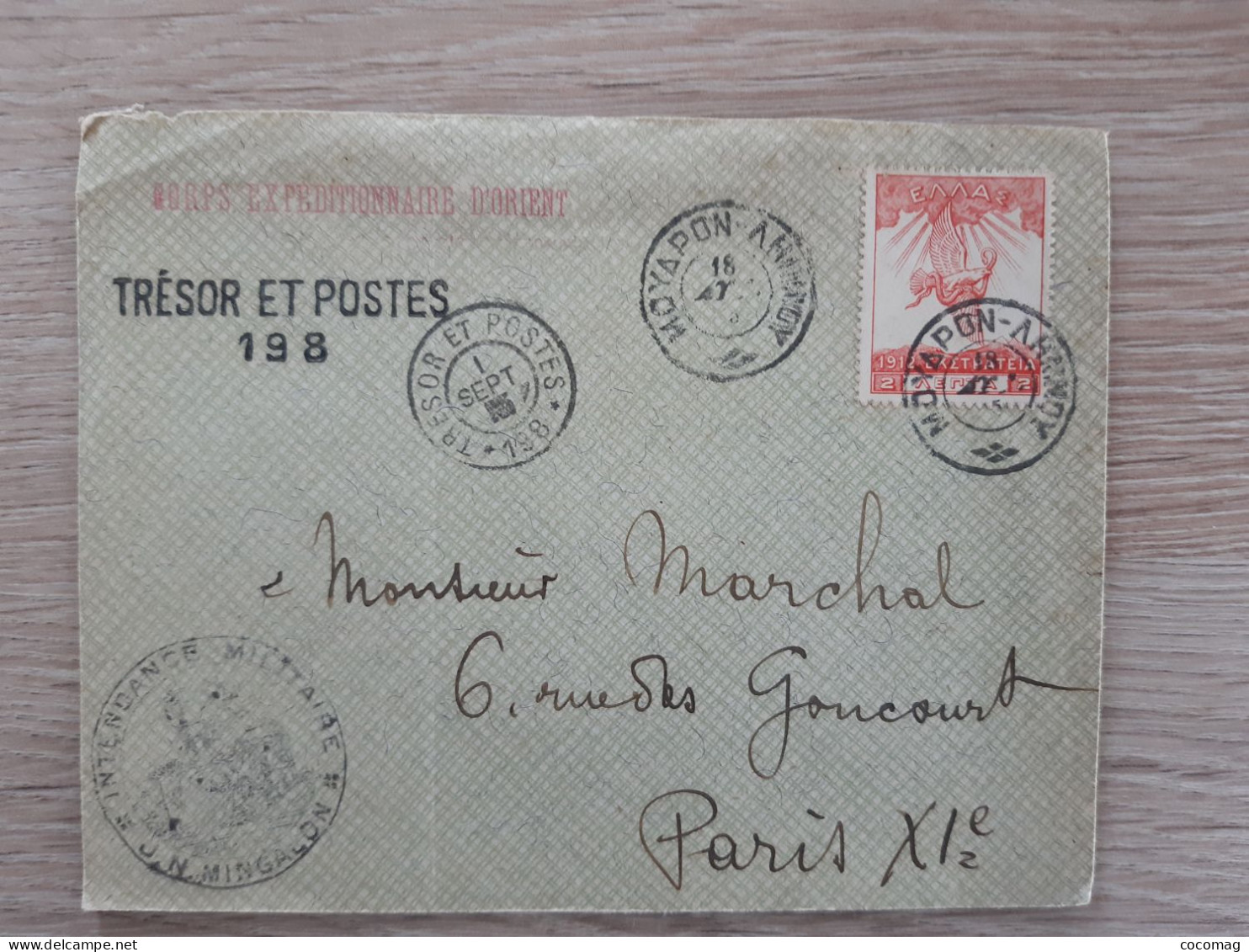 MARCOPHILIE AFFRANCHISSEMENT  OBLITERATION TIMBRE GRECE CORPS EXPEDITIONNAIRE D'ORIENT MILITAIRE MINGALON MOYAPON 1912 - Franquicia