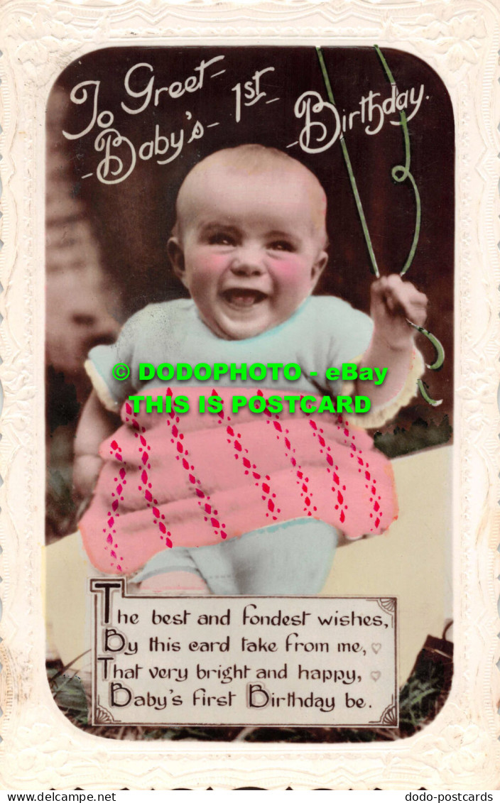 R548343 To Greet Babys 1st Birthday. The Best And Fondest Wishes. 1777. RP - Wereld