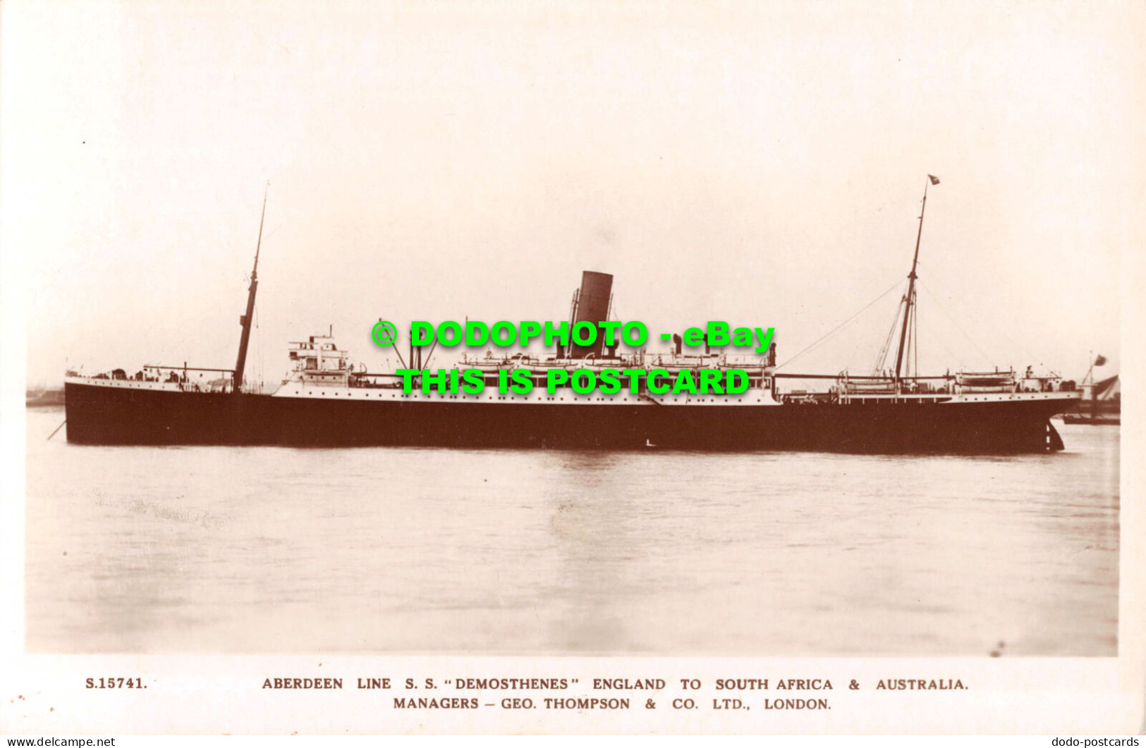 R549358 Aberdeen Line S. S. Demosthenes England To South Africa And Australia. G - Wereld