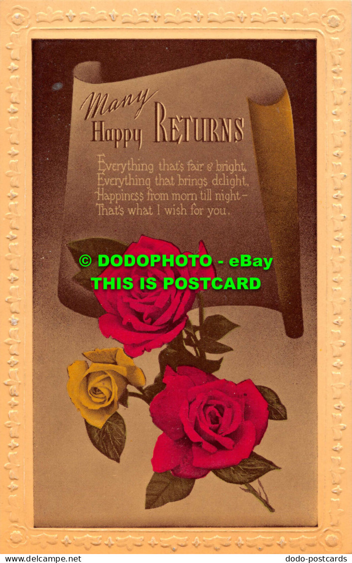 R548347 Many Happy Returns. Everything Thats Fair And Bright. Greeting Card - Wereld