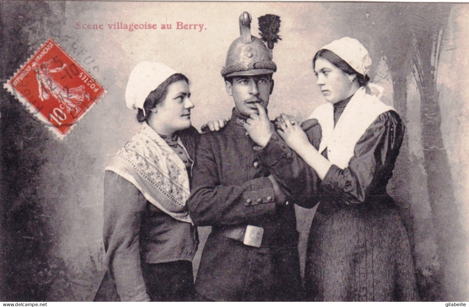 36 - Indre - Scene Villageoise Au Berry - 2 Femmes Et 1 Soldat - Sonstige & Ohne Zuordnung