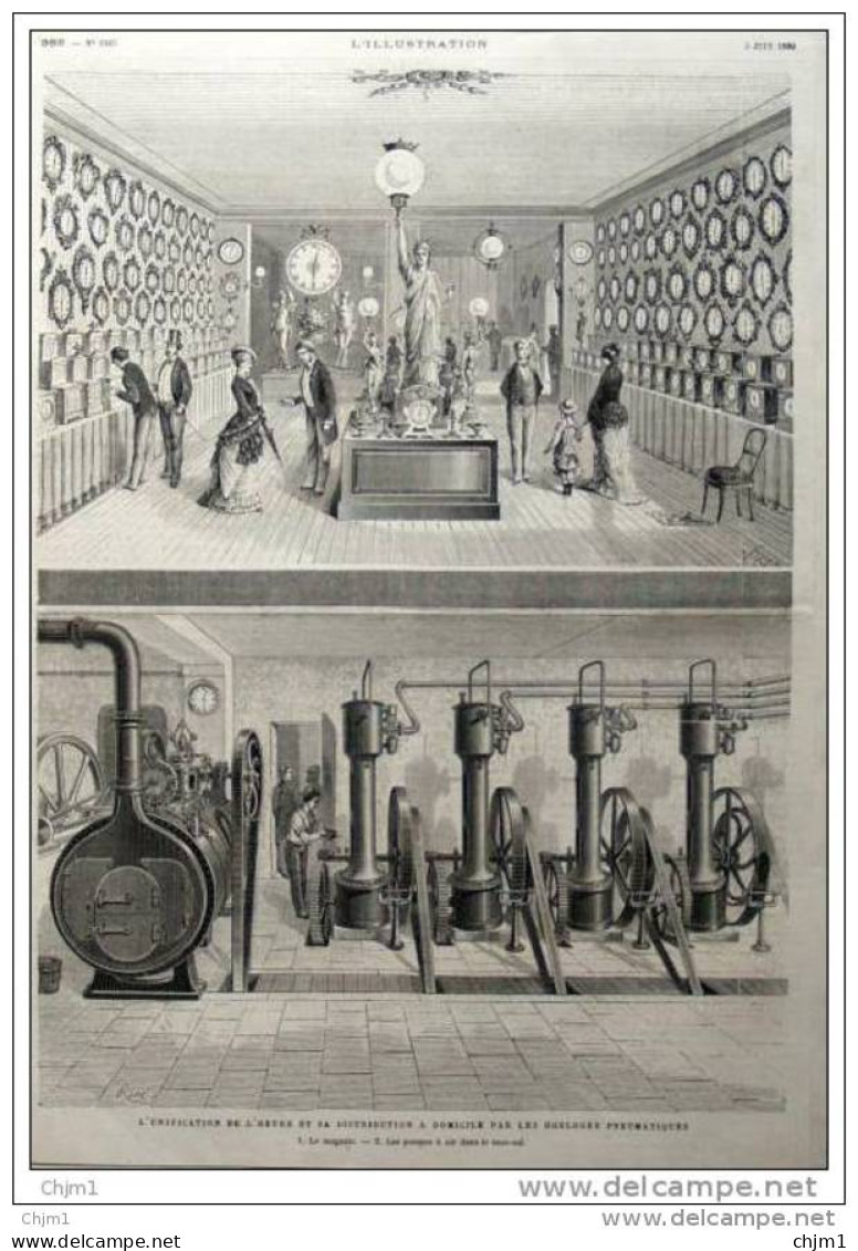 L&acute;Unification De L&acute;heure Et Sa Distribution A Domicile Par Les Horloges Pneumatiques - Page Original  - 1880 - Historische Documenten