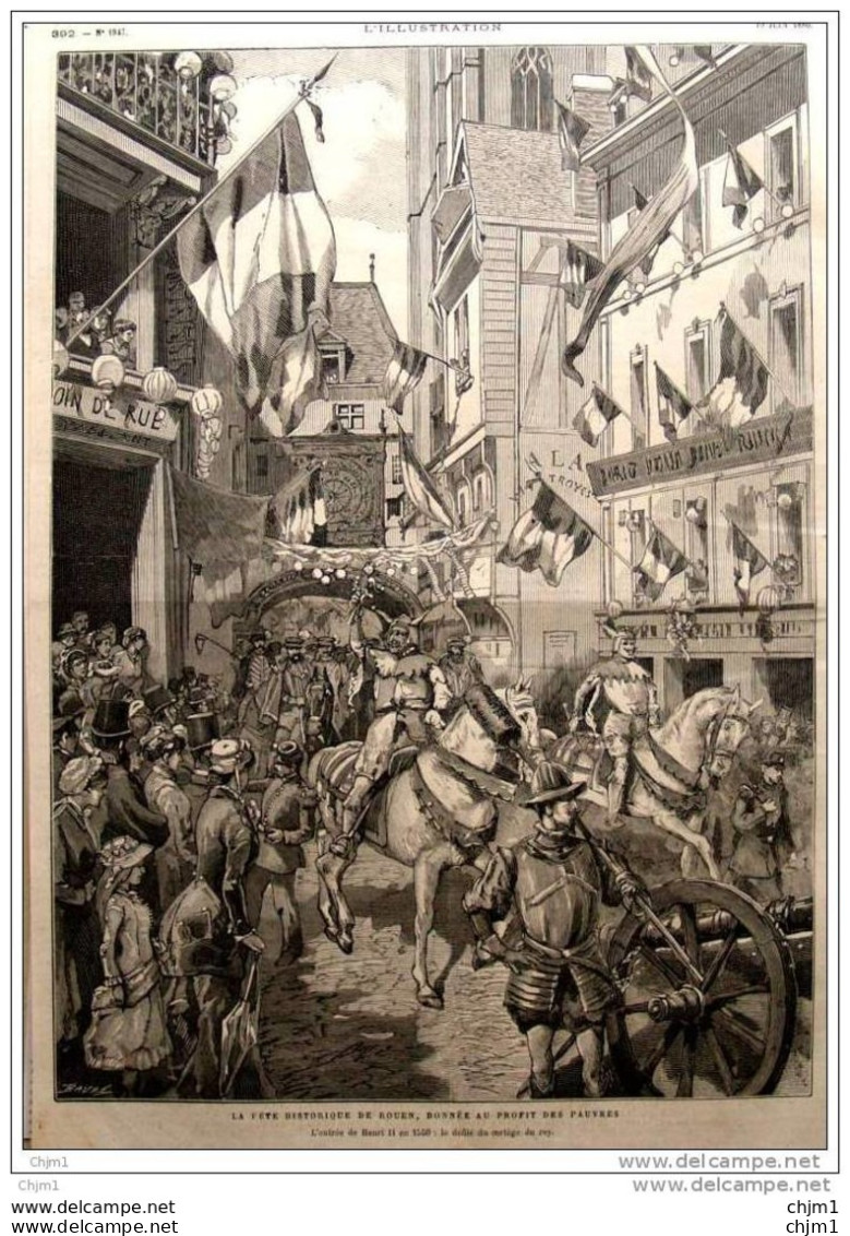 Rouen - La Grande Fête Historique Donné Au Profit Des Pauvres  - Old Print - Alter Druck Von 1880  (2) - Historische Documenten