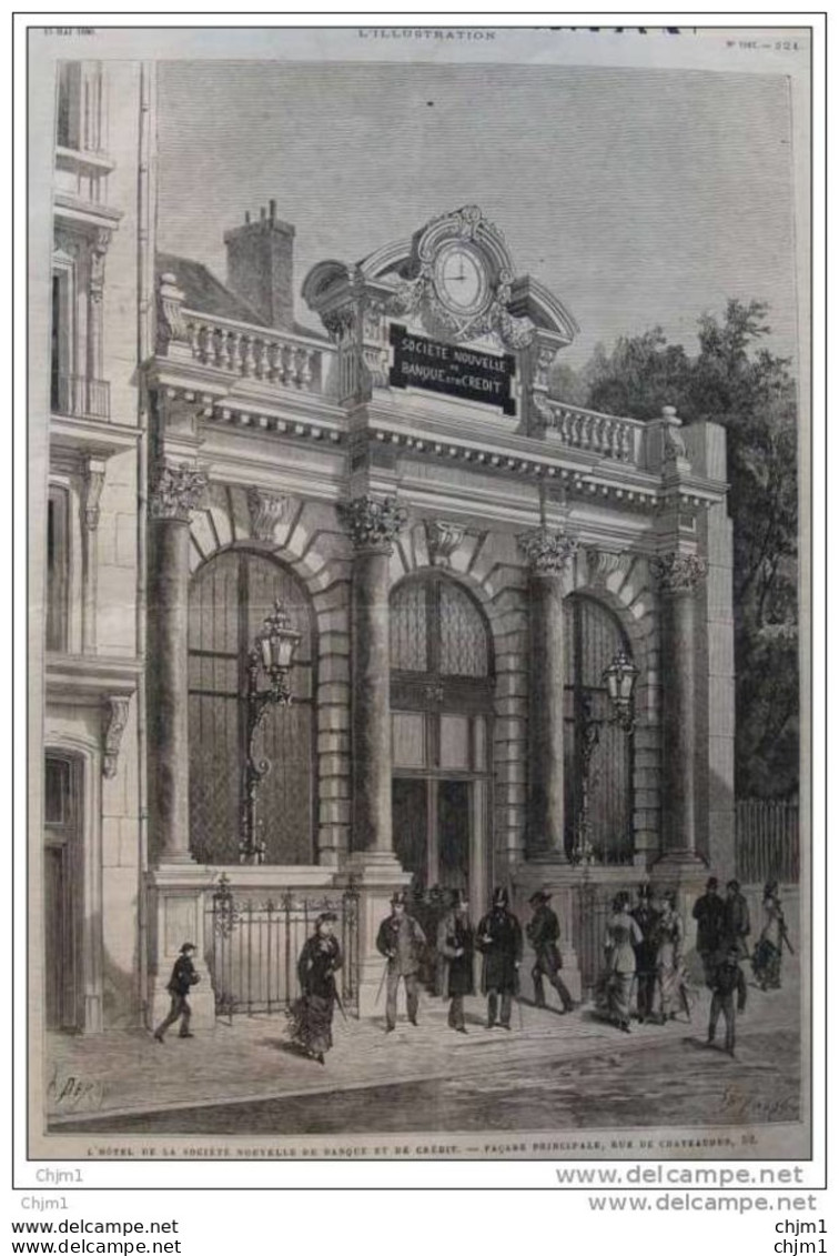 Hotel De La Société Nouvelle De Banque Et De Crédit  - Page Original 1880 - Documenti Storici