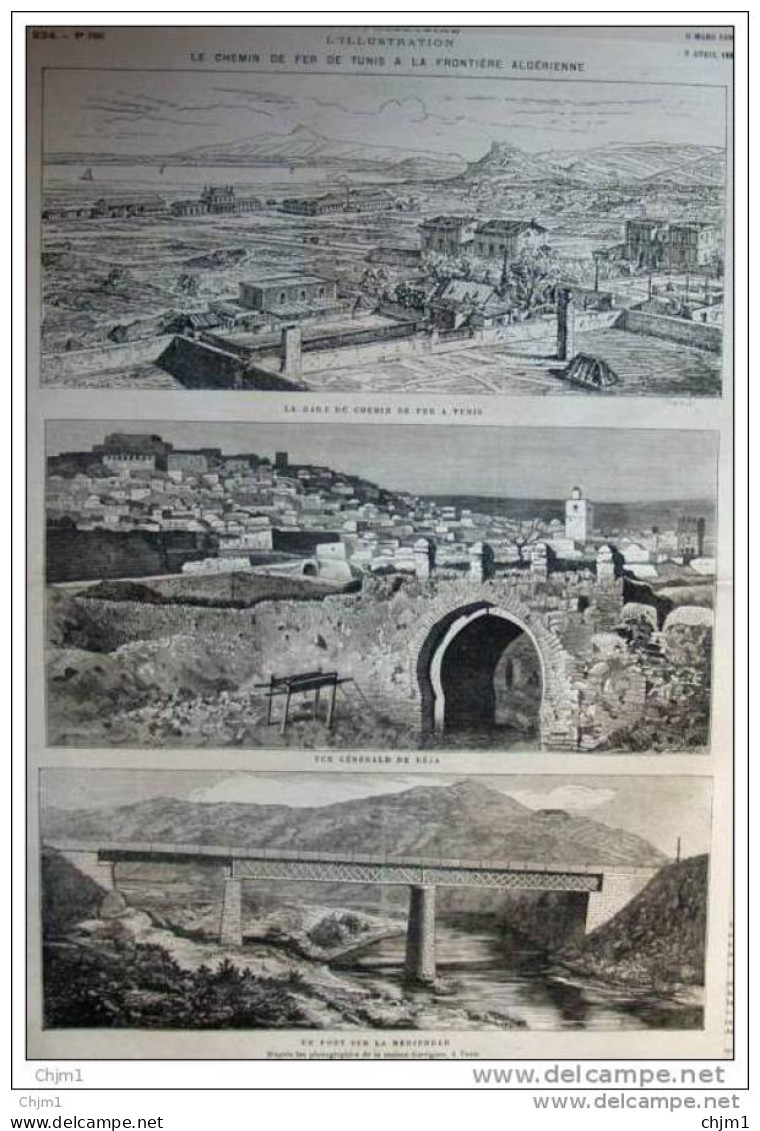 Chemin De Fer De Tunis à La Frontière Algérienne - Page Original  1880 - Historische Documenten