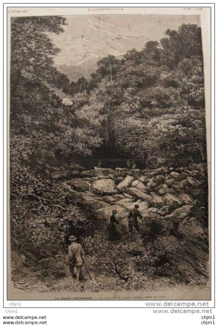 Grotte De Saint-André Près De Nice -  Page Original - 1880 - Documenti Storici