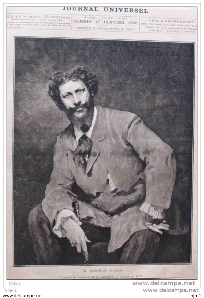 Carolus Duran - Gravure De M. Sargent - Old Print - Alter Druck Von 1880 - Historische Documenten