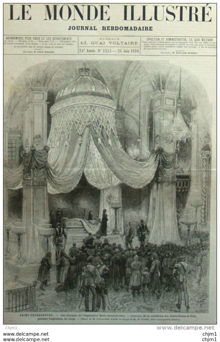 Saint-Petersbourg - Les Funérailles De L'impératrice Marie-Alexandrowna - L'exposition Du Corps - Page Original 1880 - 2 - Documenti Storici