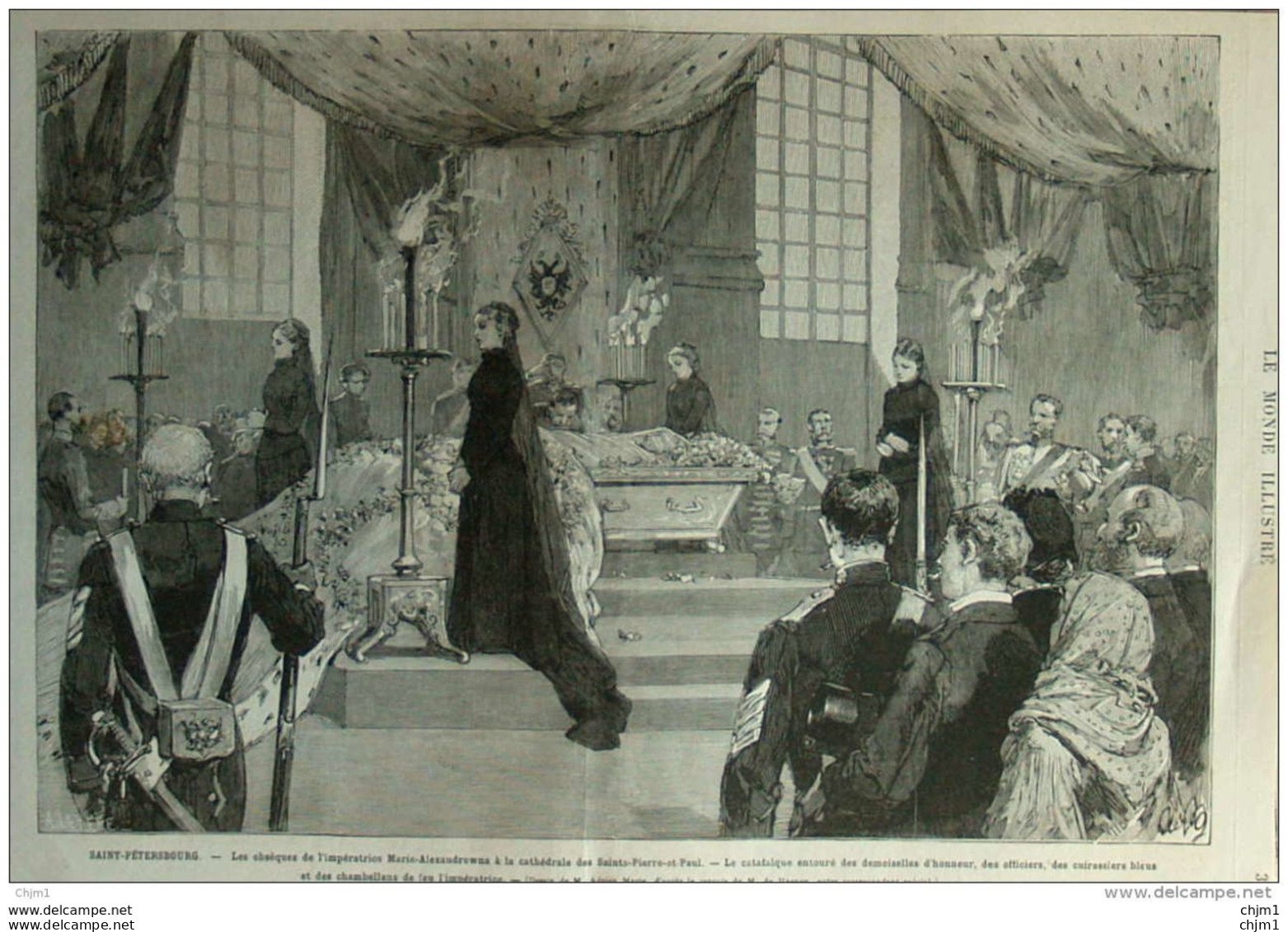 Saint-Petersbourg - Les Funérailles De L'impératrice Marie-Alexandrowna à La Cathédrale - Page Original 1880 - 2 - Historische Dokumente