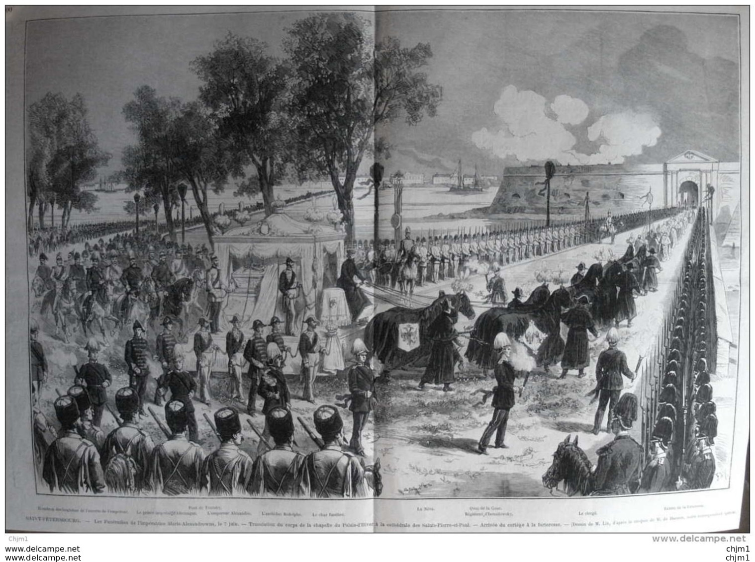 Saint-Petersbourg - Les Funérailles De L'impératrice Marie-Alexandrowna -l'empéreur Alexandre - Page Original 1880 - 2 - Historical Documents