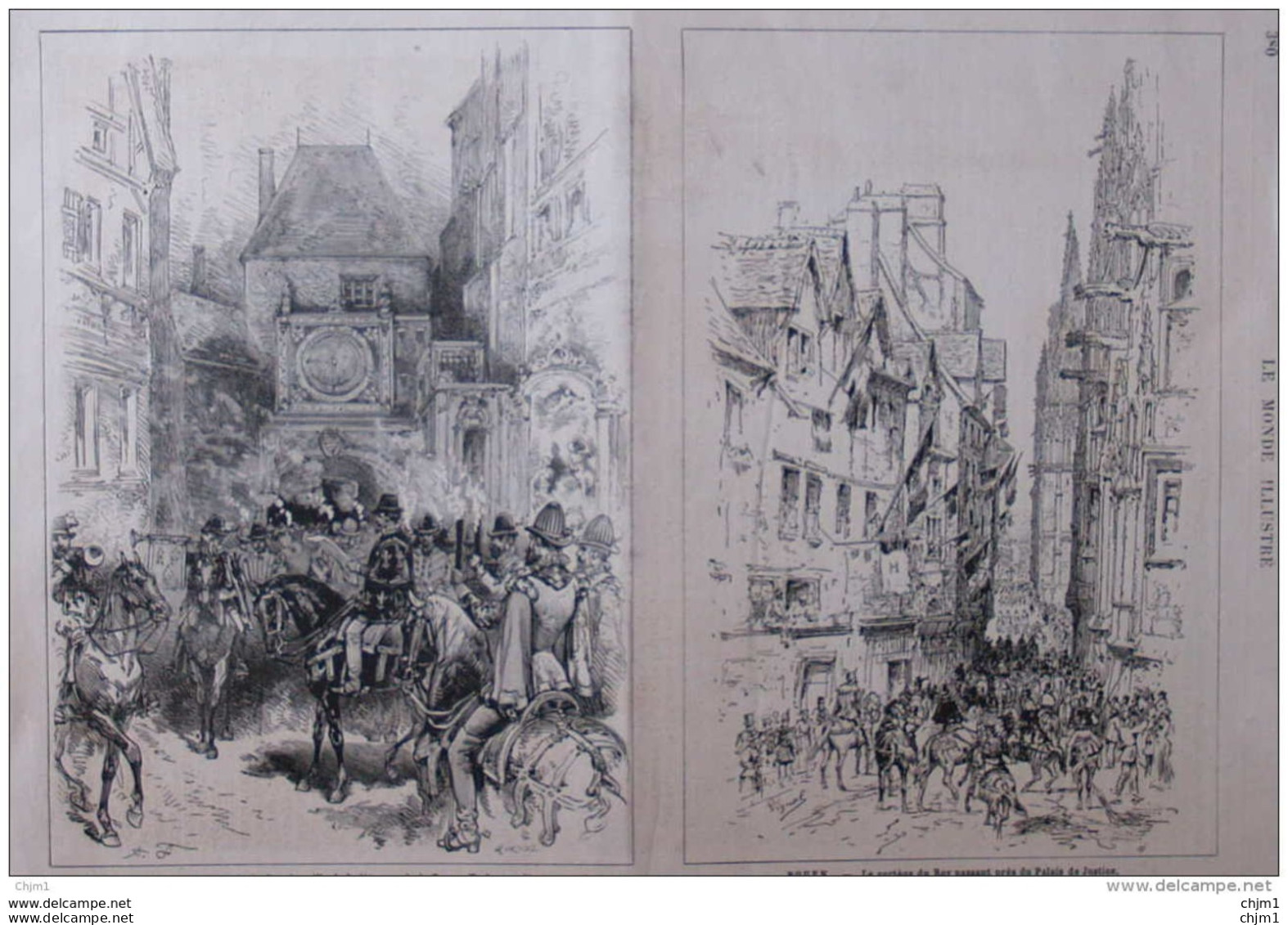 Rouen, Proclamation De L'entrée Du Roy - Le Cortège Du Roy - Page Original - 1880 - Documenti Storici