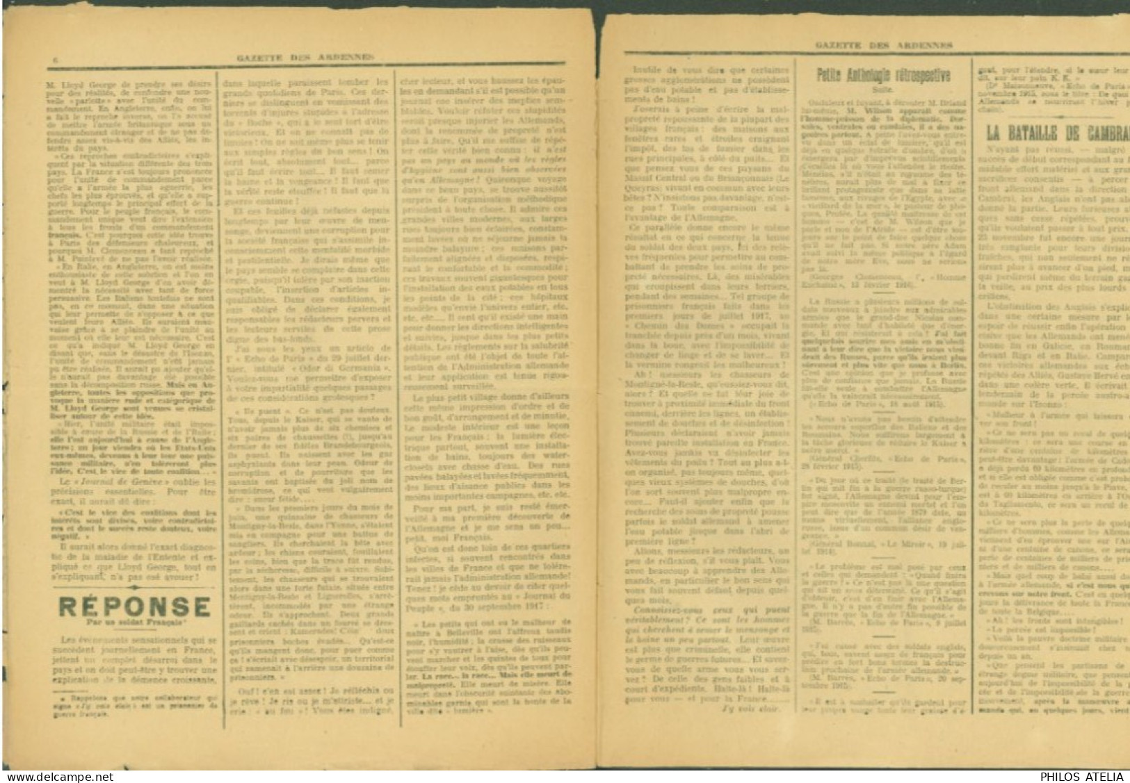 Journal Pro Allemand Gazette Des Ardennes Guerre 14 Zone Occupée Charleville 3 12 1917 - Sonstige & Ohne Zuordnung