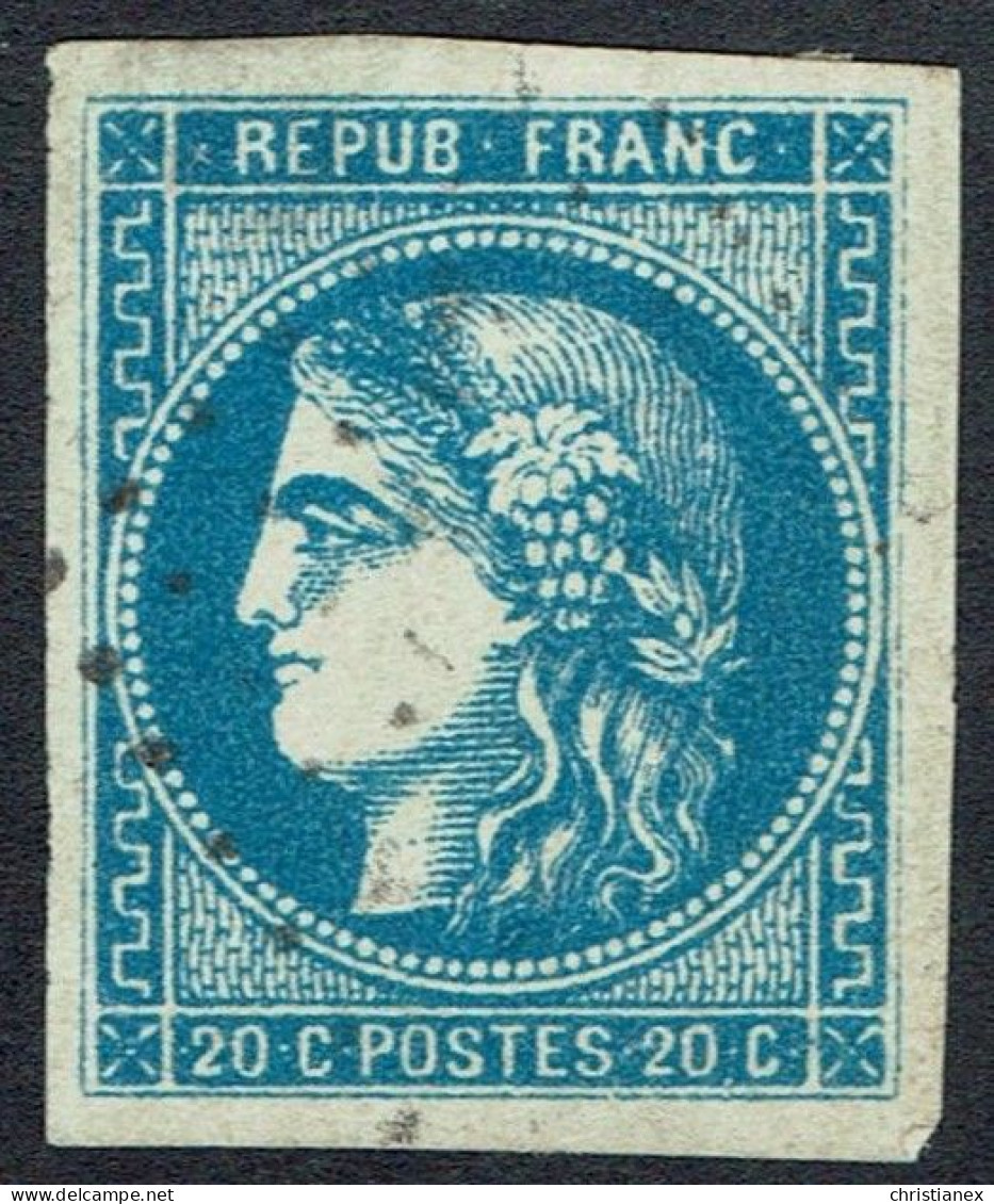 YT N° 46B Bordeaux 20c BLEU Type III Report II - Position 13 Du Bloc Report - 1870 Ausgabe Bordeaux