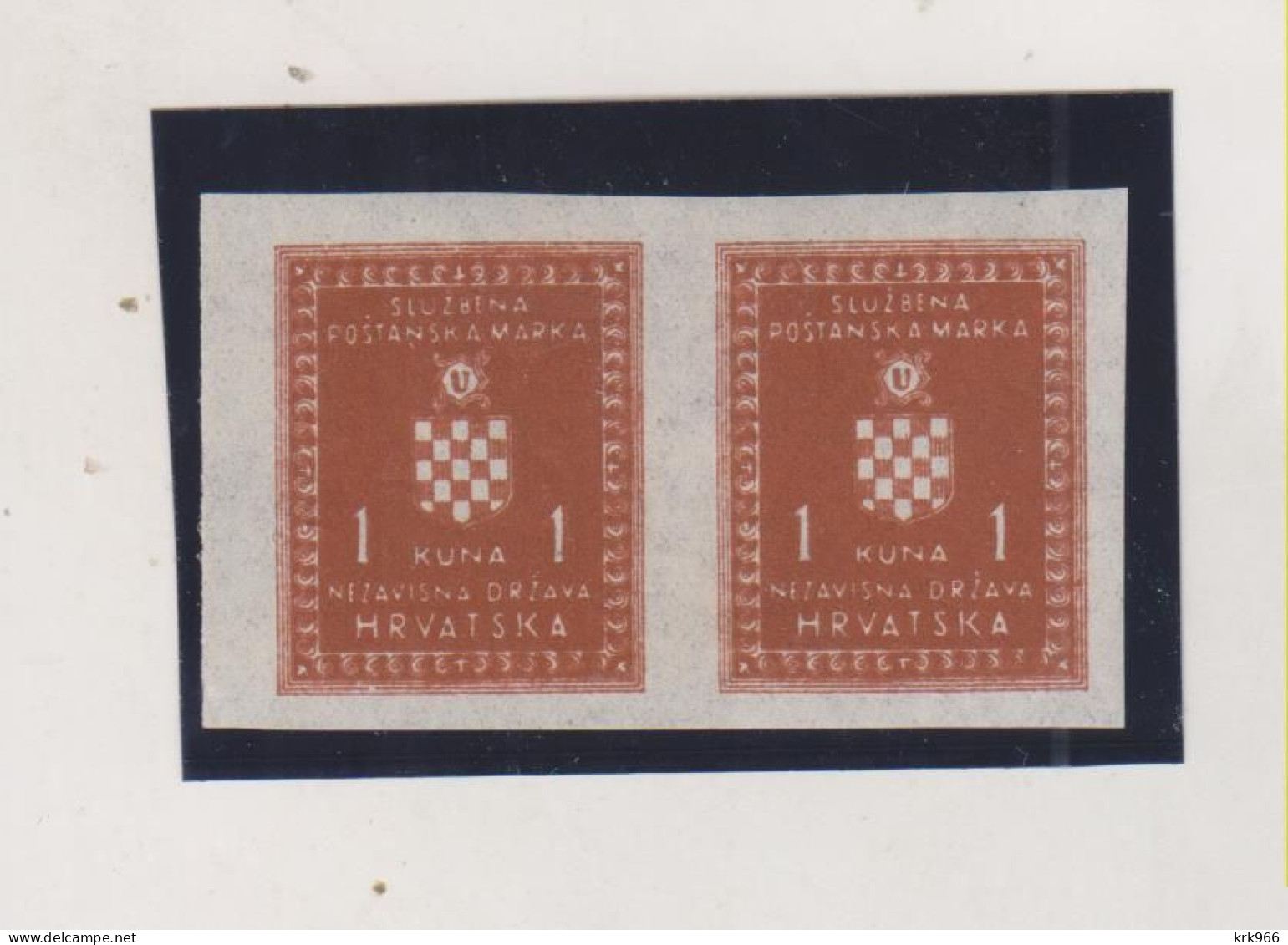 CROATIA WW II  , 1 Kn  Official Nice Proof Breakthrough Printed Pair  MNH - Kroatien