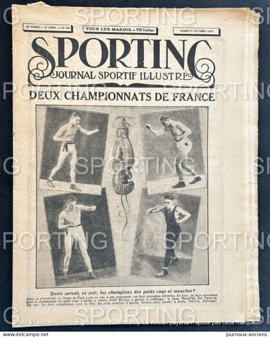 1925 Revue Sportive " SPORTING " BOXE Championnats De France - FOOTBALL - RUGBY - CYCLISME  - TERROT GAILLON - 1900 - 1949