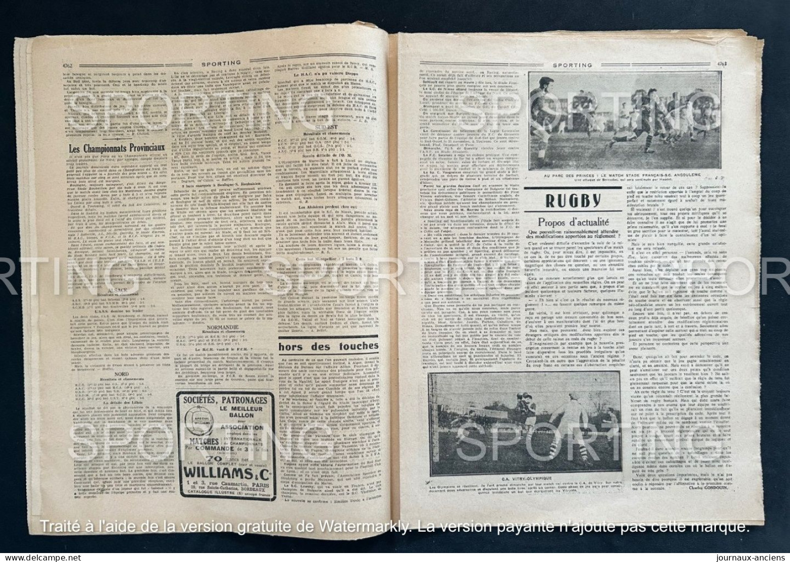 1925 Revue Sportive " SPORTING " BOXE Championnats de France - FOOTBALL - RUGBY - CYCLISME  - TERROT GAILLON