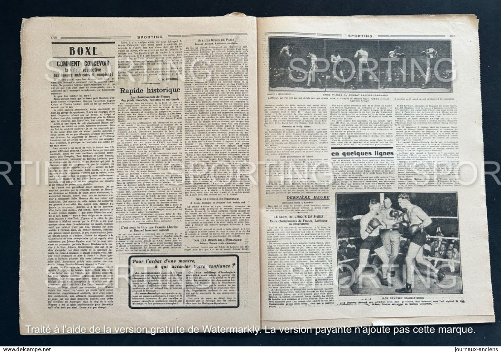 1925 Revue Sportive " SPORTING " BOXE Championnats de France - FOOTBALL - RUGBY - CYCLISME  - TERROT GAILLON