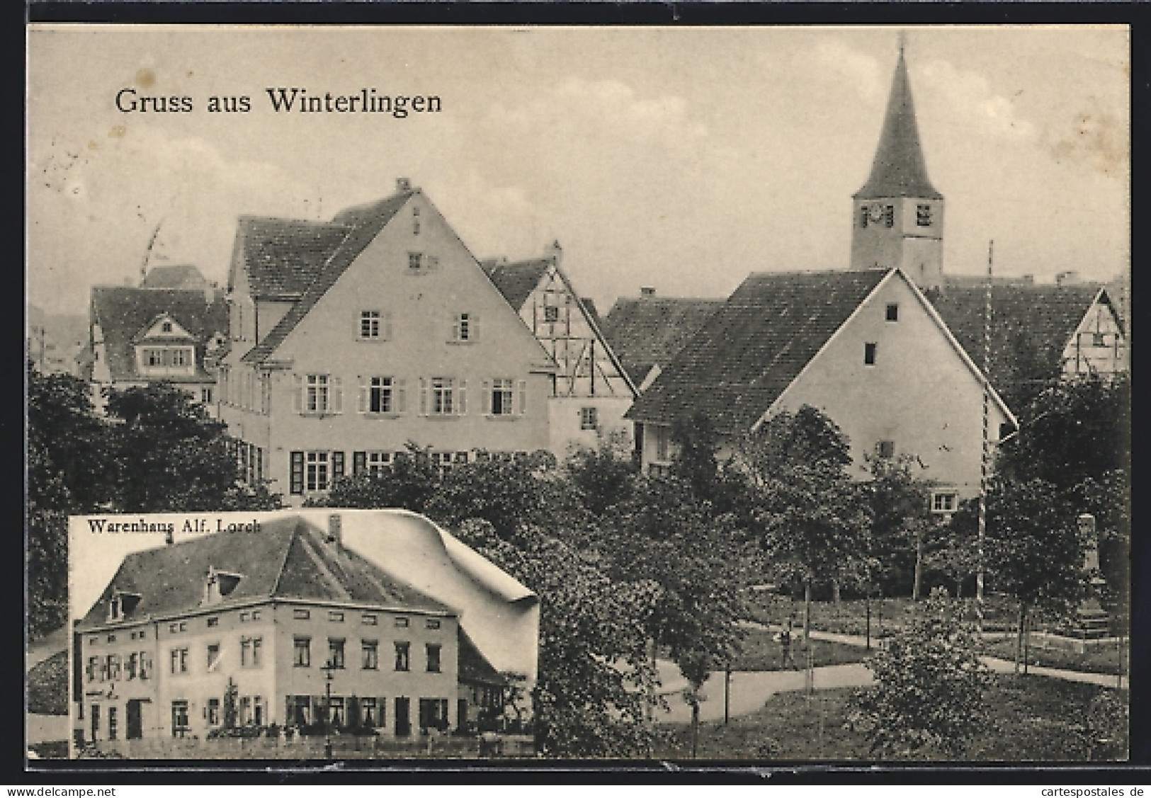 AK Winterlingen, Warenhaus Alf. Lorch, Teilansicht Mit Parkanlage Und Kirche  - Lorch