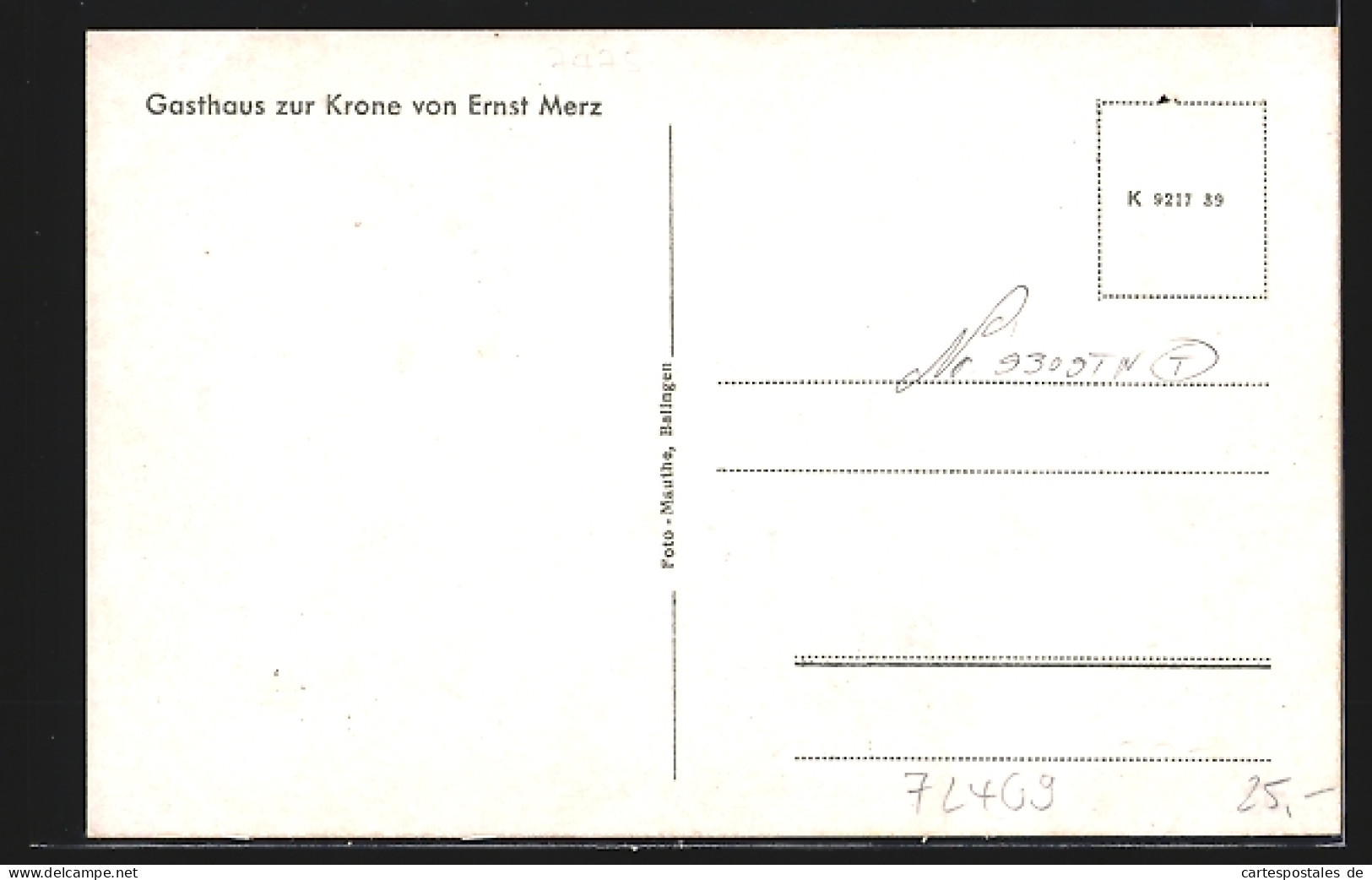 AK Hossingen Bei Balingen /Wttbg., Gasthaus Zur Krone E. Merz, Gesamtansicht Mit Umgebung  - Balingen