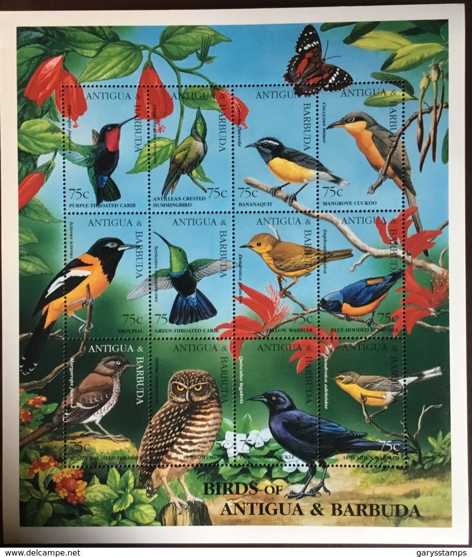 Antigua 1995 Birds Butterflies Sheetlet MNH - Andere & Zonder Classificatie