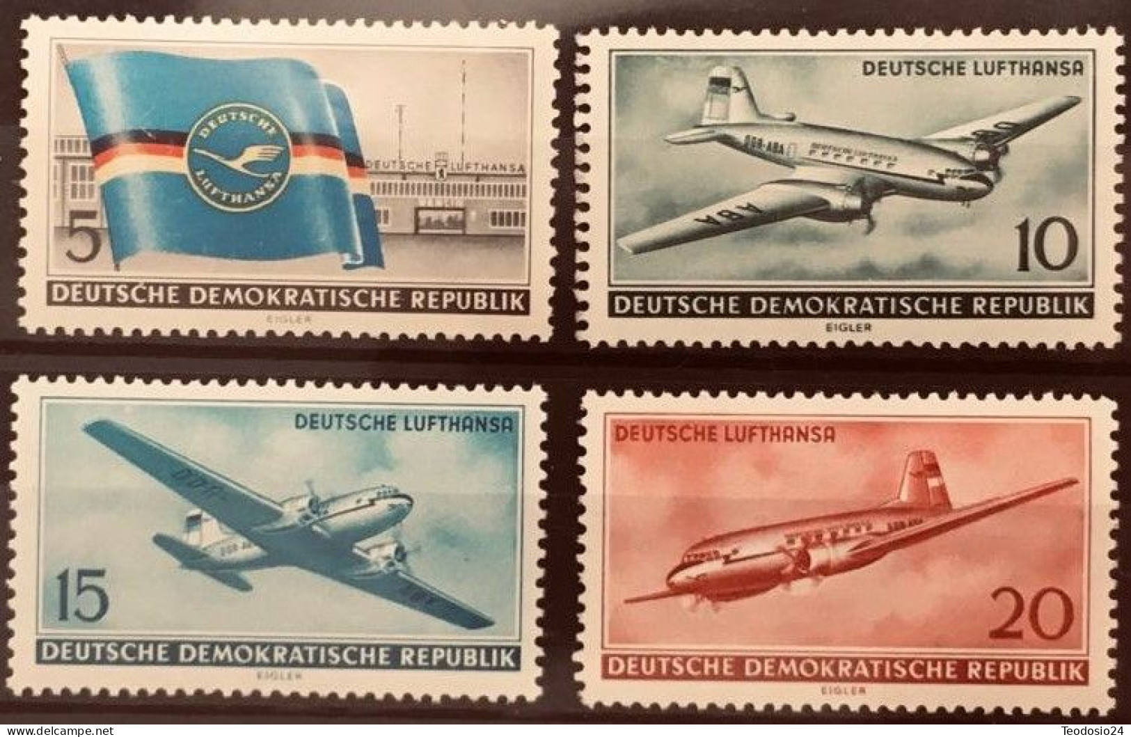 Germany  DDR 1956 Lufthansa 4v  ** - Ongebruikt