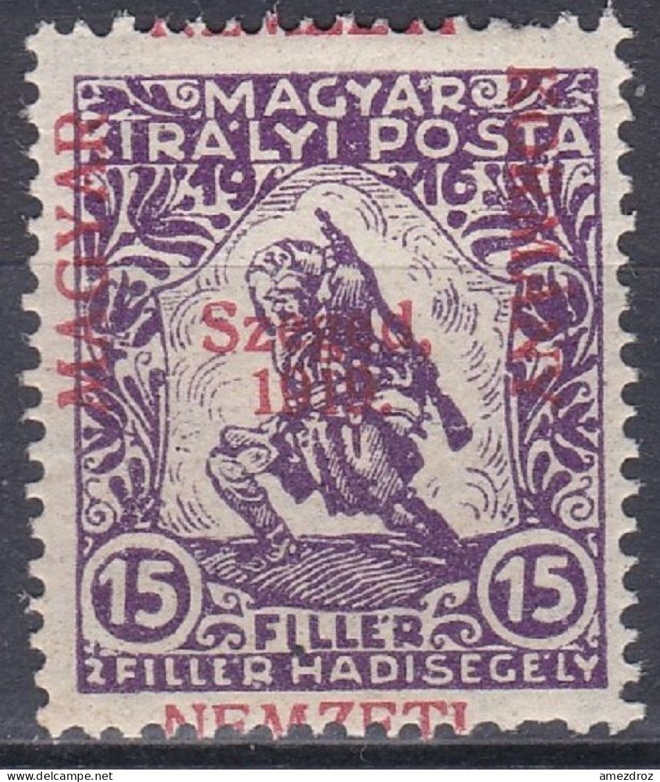 Hongrie Szeged 1919 Mi 4 Timbre De Bienfaisance Soldat Surcharge à Cheval  (A9) - Szeged