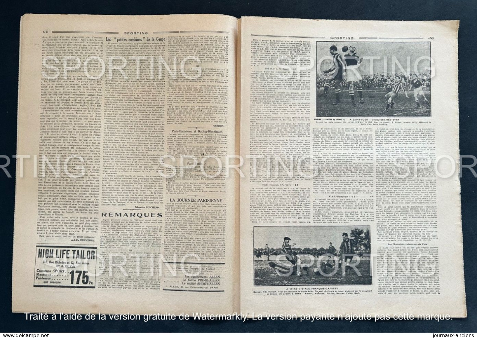 1925 Revue Sportive " SPORTING "  FOOTBALL - RUGBY - CYCLISME  - COURSE DE GAILLON - AMILCAR - RUGBY - BOXE - BUGATTI