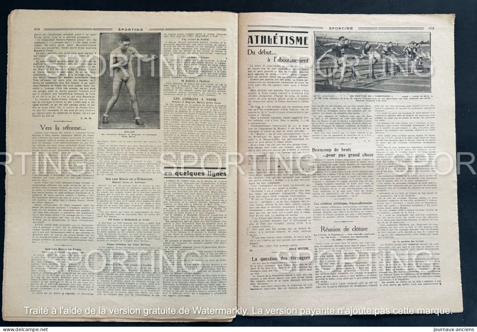 1925 Revue Sportive " SPORTING "  FOOTBALL - RUGBY - CYCLISME  - COURSE DE GAILLON - AMILCAR - RUGBY - BOXE - BUGATTI