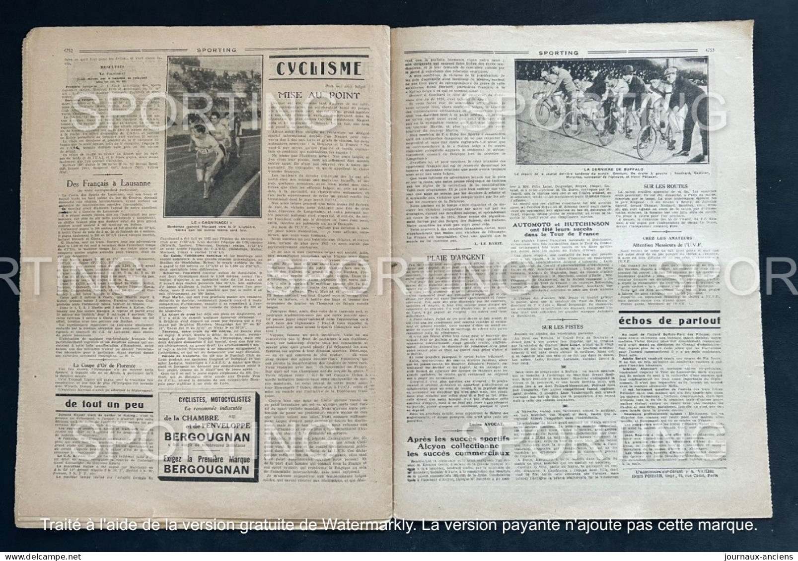 1925 Revue Sportive " SPORTING "  FOOTBALL - RUGBY - CYCLISME  - COURSE DE GAILLON - AMILCAR - RUGBY - BOXE - BUGATTI