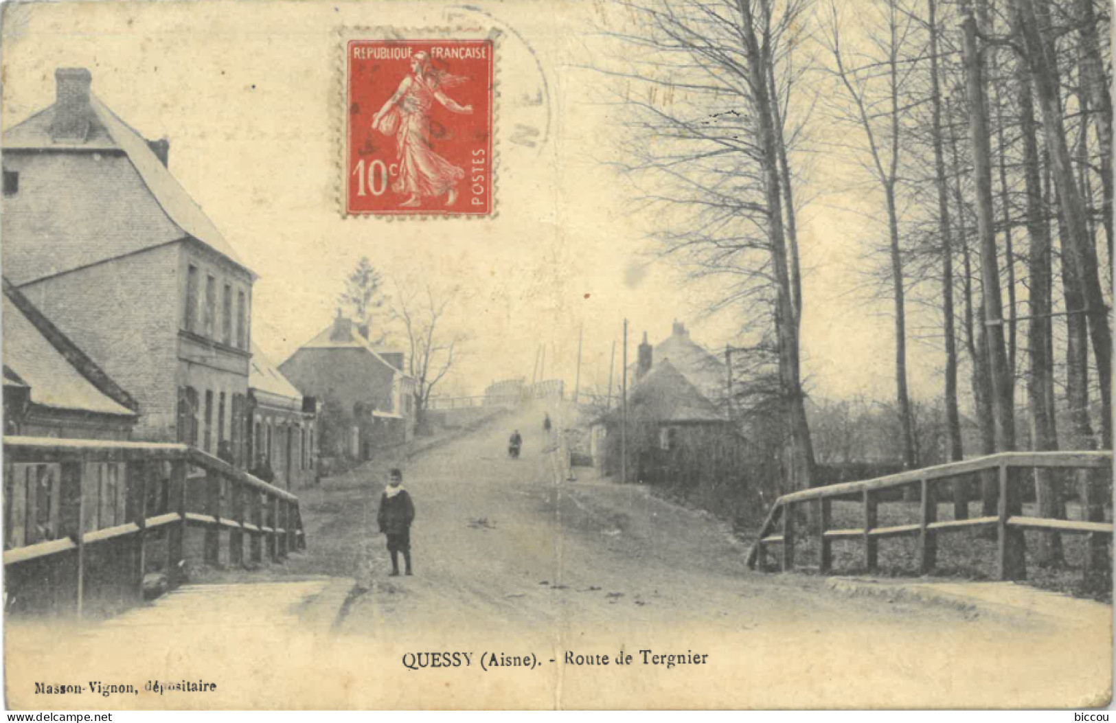 Cpa QUESSY (Aisne) 02 - 1912 - Route De Tergnier - Other & Unclassified