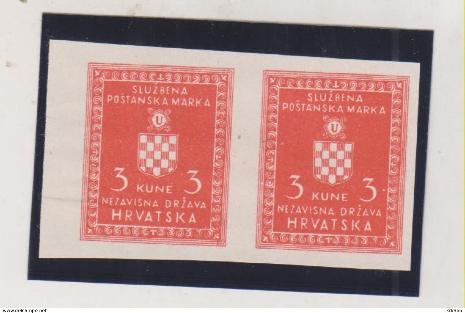 CROATIA WW II  , 3 Kn  Official Nice Proof  Pair  No Gum - Croatie