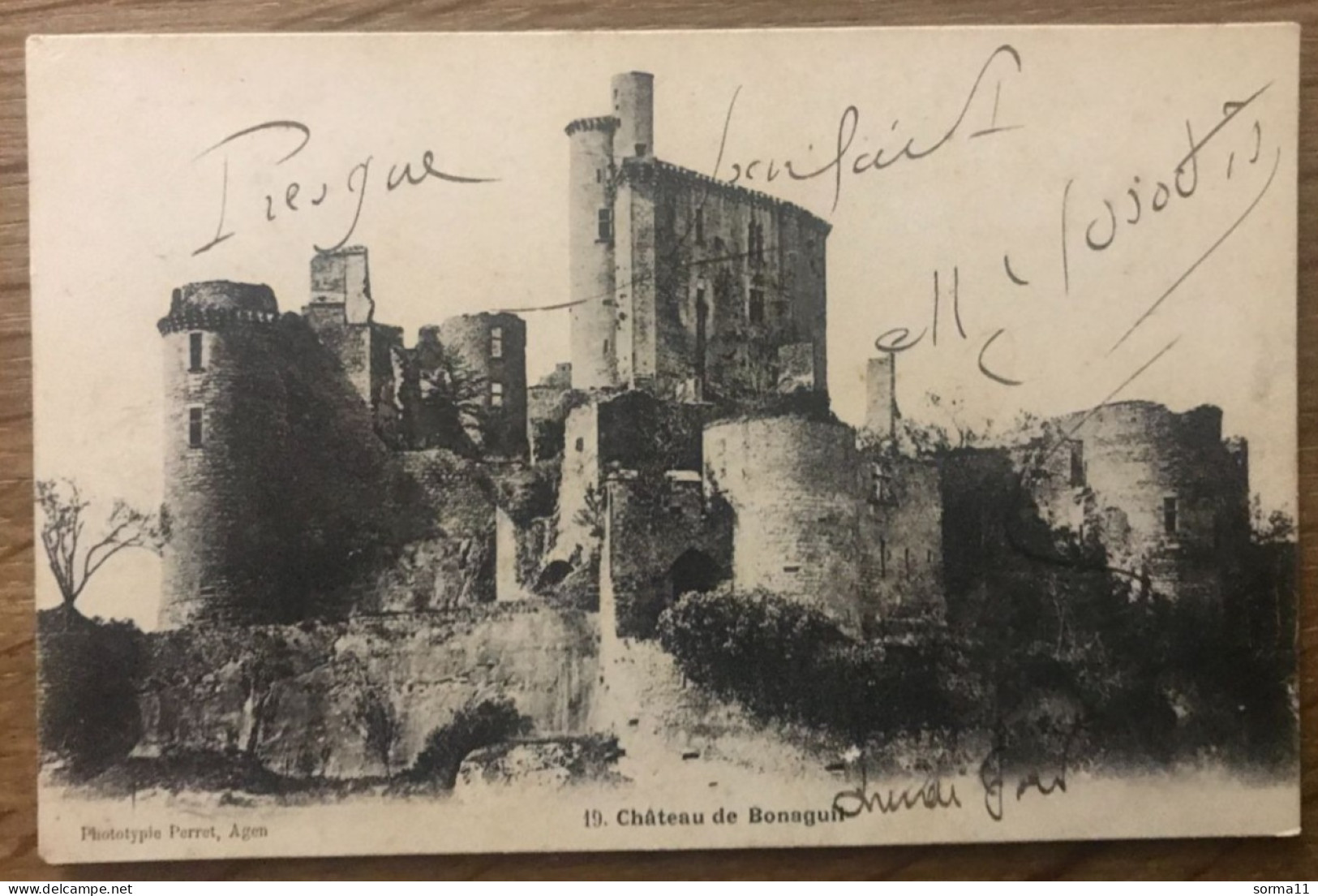 CPA BONAGUIL 47 Le Château, Timbre Taxe 10 Centimes - Other & Unclassified