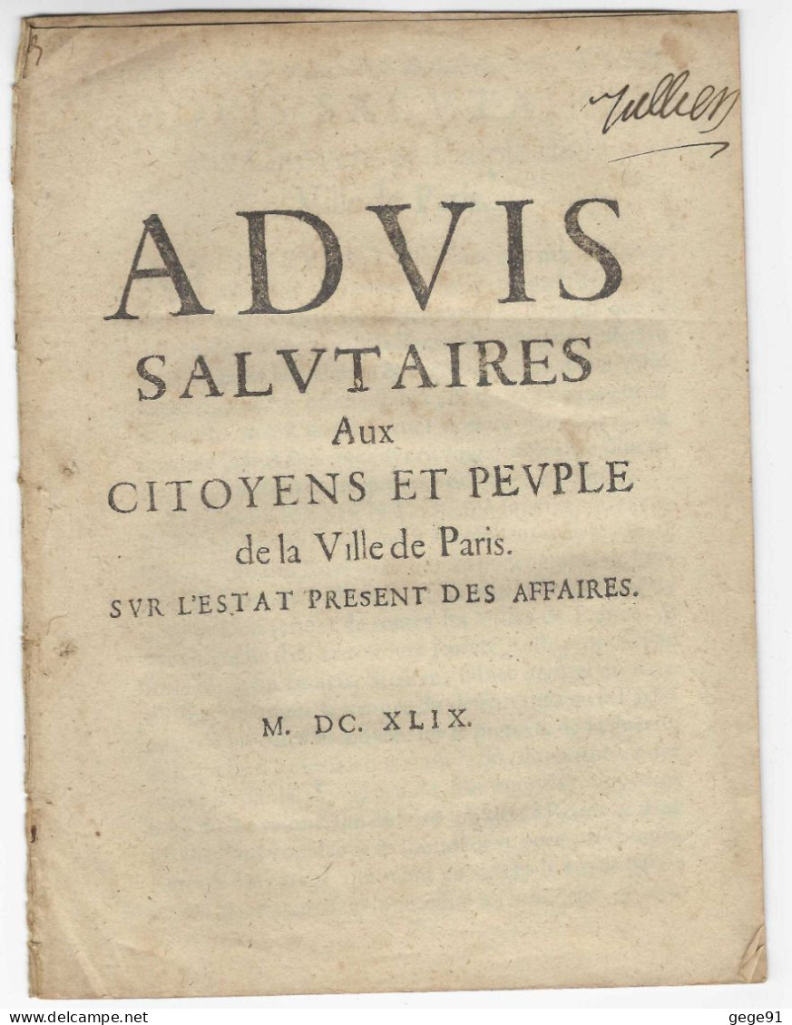 Mazarinades - Pamphlet - Fronde - Historische Documenten