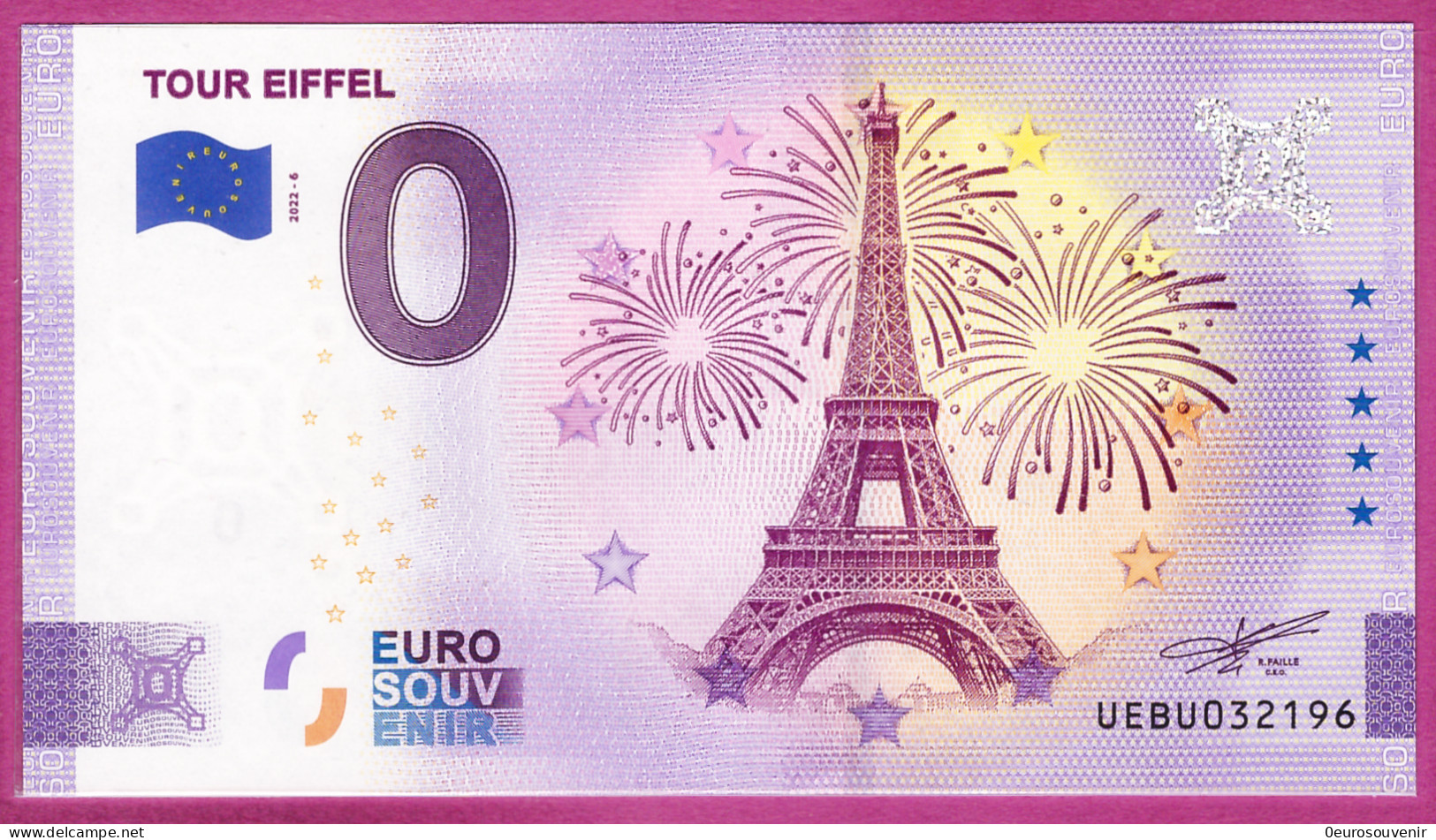 0-Euro UEBU 2022-6  TOUR EIFFEL - Essais Privés / Non-officiels