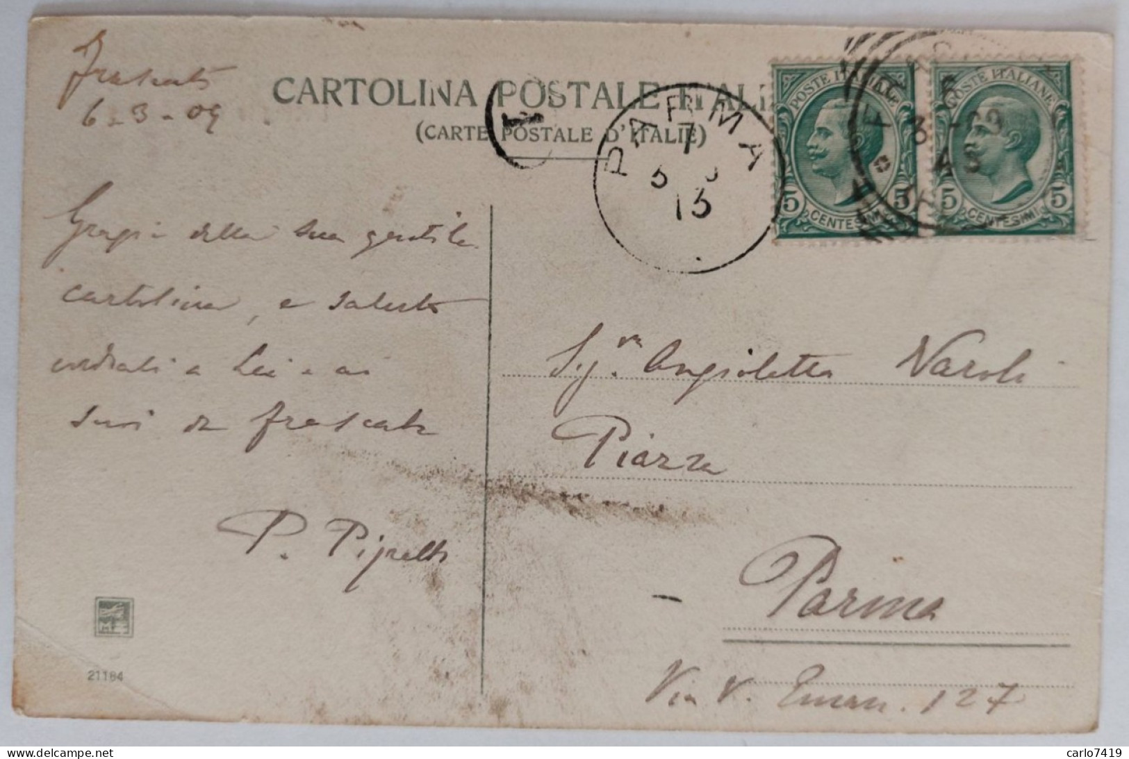 1909 - Frascati - Dettaglio Villa Torlonia - Viaggiata X Parma  - Crt0063 - Andere & Zonder Classificatie