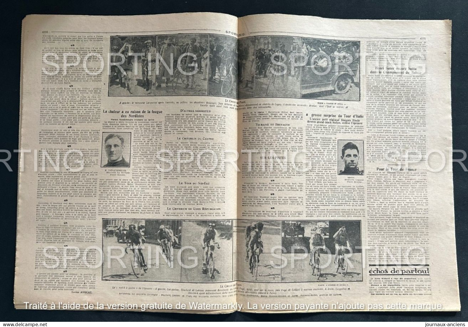 1925 Revue Sportive " SPORTING " CYCLISME CIRCUIT DE PARIS - AUTOMOBILE LINAS MONTLHÉRY - BOXE - TENNIS