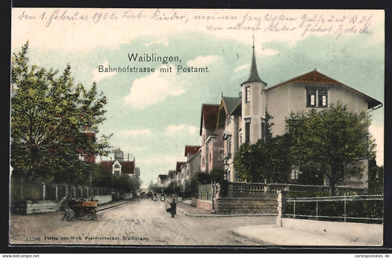AK Waiblingen, Bahnhofstrasse Ecke Gartenstrasse Mit Postamt Jetzt Albert-Roller-Strasse  - Waiblingen
