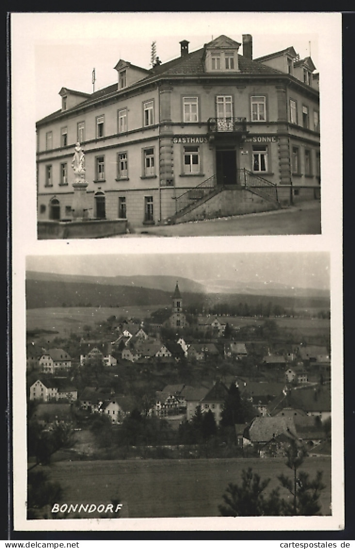 AK Bonndorf / Schwarzwald, Gasthaus Zur Sonne, Ortsansicht Mit Kirche  - Bonndorf