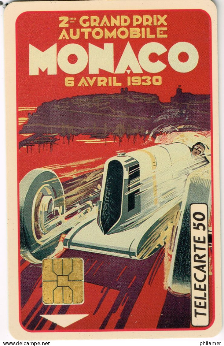 MONACO France French Telecarte Phonecard ME7 Grand Prix Automobile 1930 Affiche Voiture Automobile Car UT BE -  Kaarten Voor Militair Gebruik
