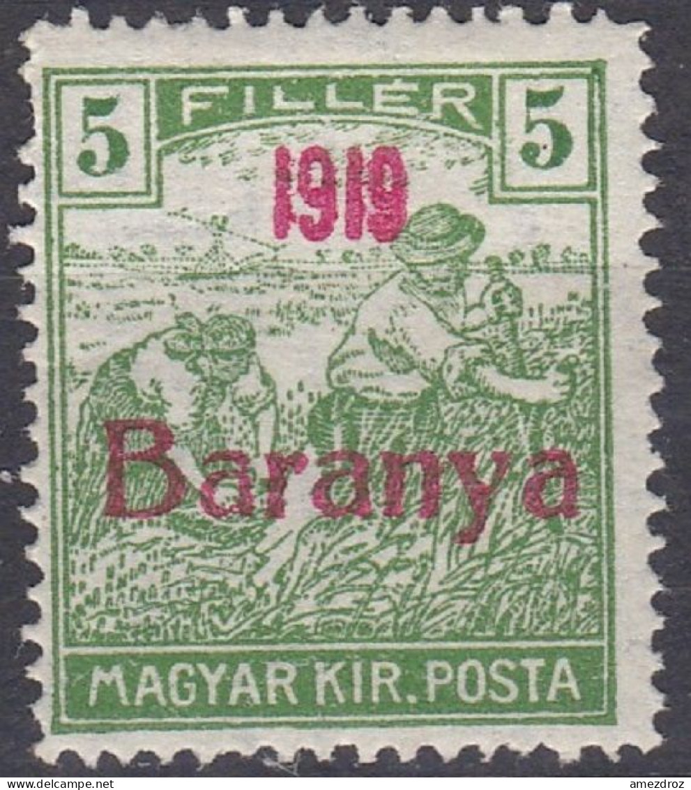 Hongrie Baranya 1919 Mi 20  Moissonneurs   Surcharge Rouge (G6) - Baranya