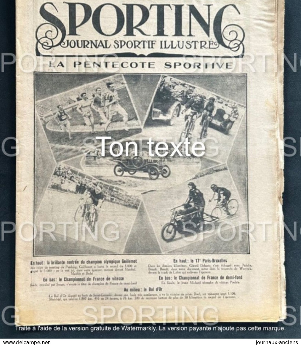 1925 Revue Sportive " SPORTING " AUTOMOBILE AMILCAR BOL D'OR - CYCLISME PARIS BRUXELLES - FOOTBALL - BOXE - 1900 - 1949