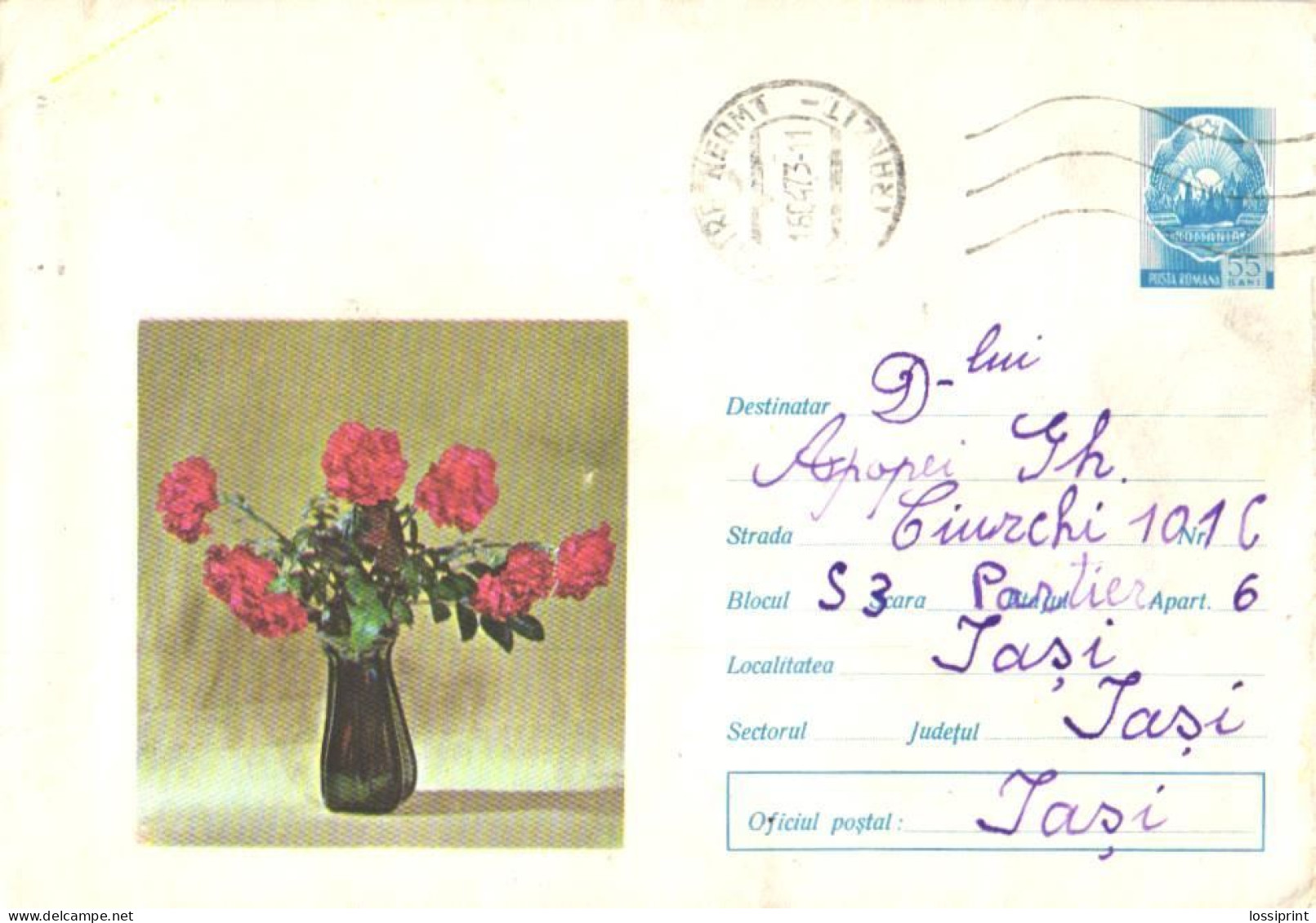 Romania:Stamped Cover Flowers, 1972 - Brieven En Documenten