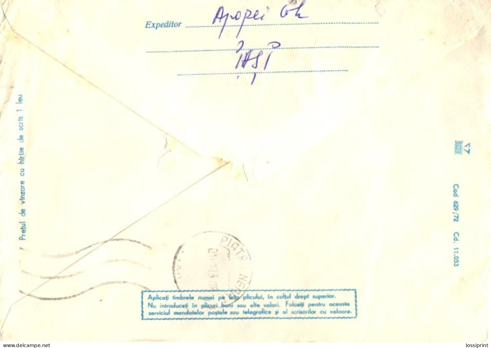 Romania:Stamped Cover Girl At Gate, 1972 - Cartas & Documentos