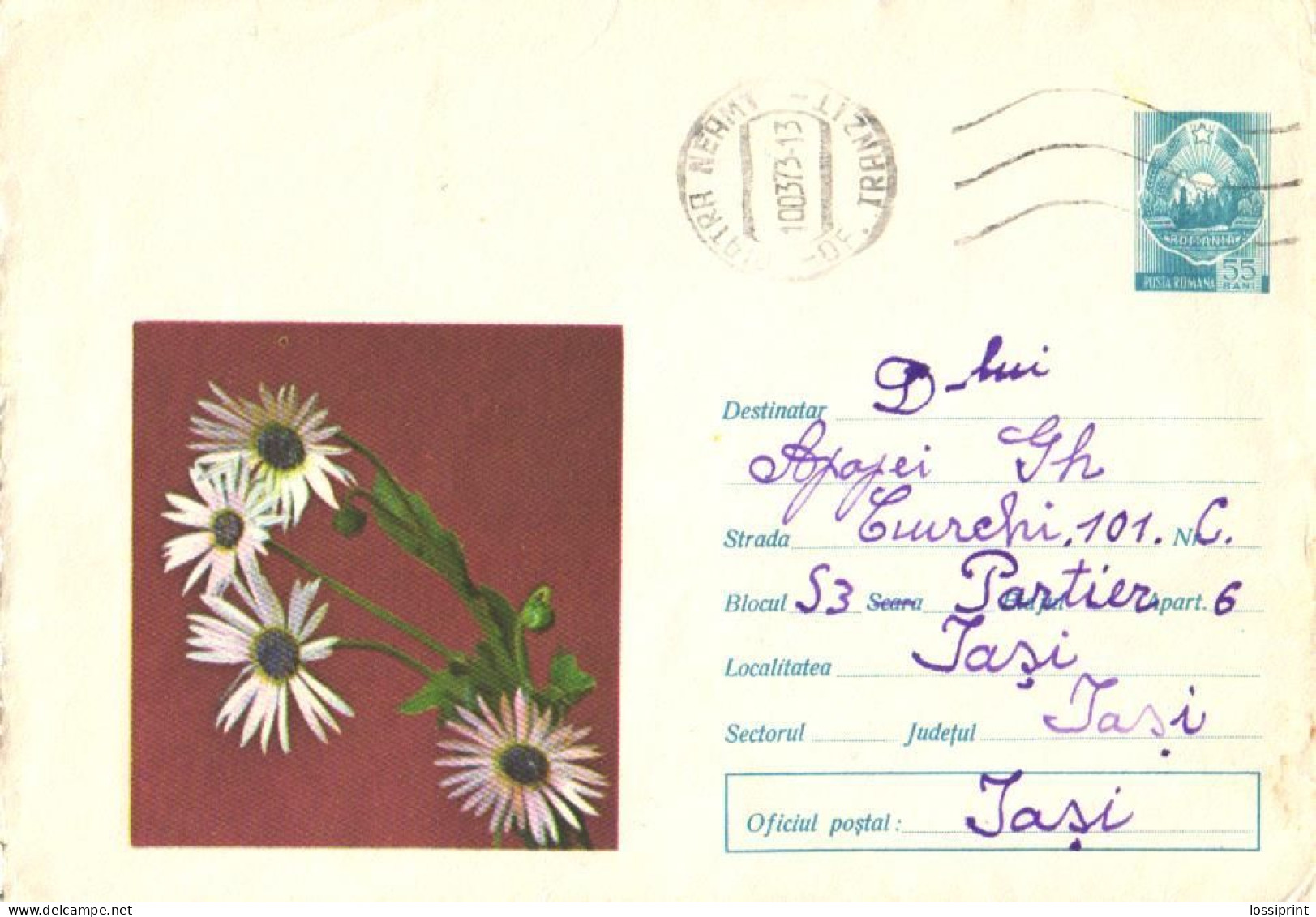 Romania:Stamped Cover Flowers, 1972 - Storia Postale