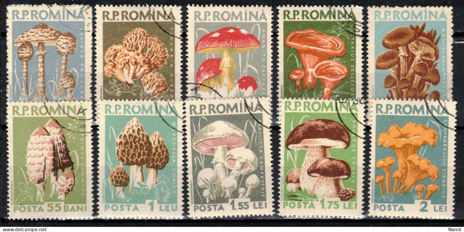 Roumanie 1958 Mi 1721-30 (Yv 1580-9), Obliteré - Paddestoelen