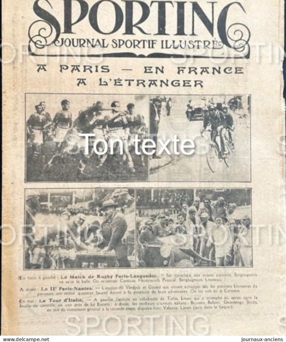 1925 Revue Sportive " SPORTING " RUGBY - DUNLOP  - AUTOMOBILE GP DE LYON - CYCLISME PARIS = NANTES - FOOTBALL - 1900 - 1949