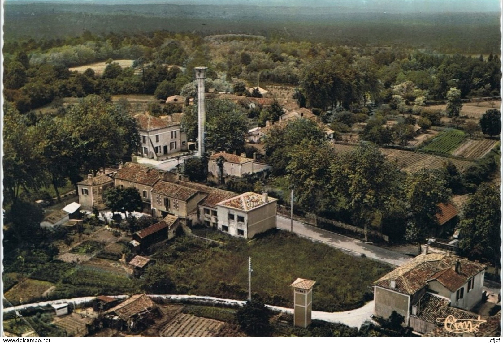 Cpm..47..REAUP..LOT ET GARONNE..VUE PANORAMIQUE AERIENNE ET TOUR DE GUET DES POMPIERS..(INCENDIES DE FORET).. - Autres & Non Classés